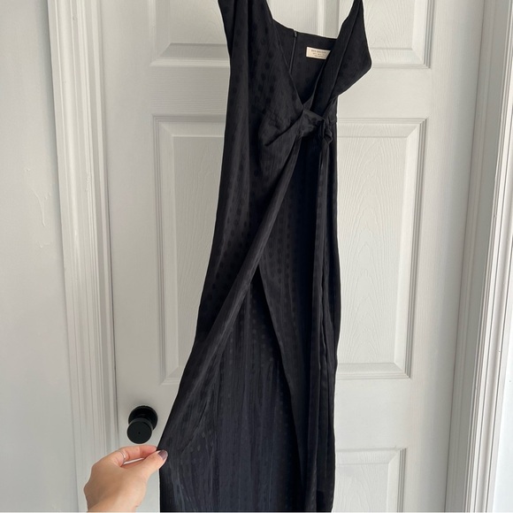 BEC + BRIDGE Polka Dot Black Silky Wrap Split Midi Cami Dress 4 - Picture 4 of 11